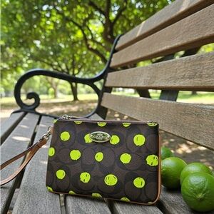 Coach Small Wristlet in Dot Print Signature Canvas